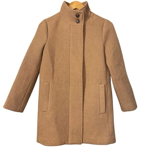 J. Crew factory city coat button neck wool blend tan new - Picture 5 of 14